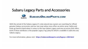 Subaru Legacy Parts and Accessories