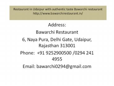 Restaurant in Udaipur with authentic taste Bawarchi restaurant