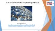 CPV Solar Market Research Report 2018