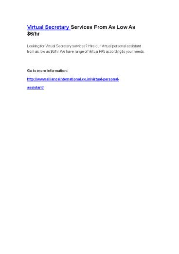Virtual Secretary Services From As Low As