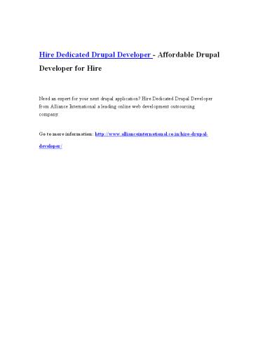 Hire Dedicated Drupal Developer - Affordable Drupal Developer for Hire