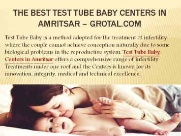Test Tube Baby Centers in Amritsar