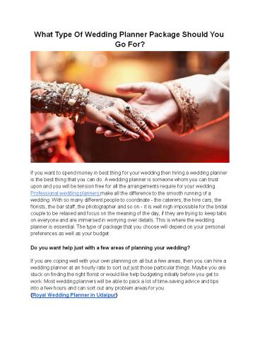 Wedding Planning Company in Udaipur