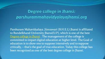 Degree college in jhansi
