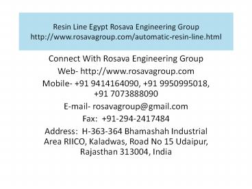 Resin Line Egypt Rosava Engineering Group