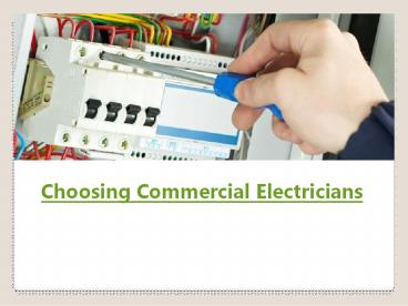 Choosing Commercial Electricians