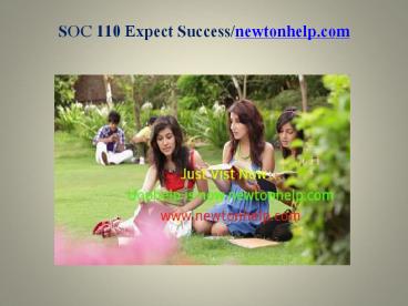 SOC 110 Expect Success/newtonhelp.com
