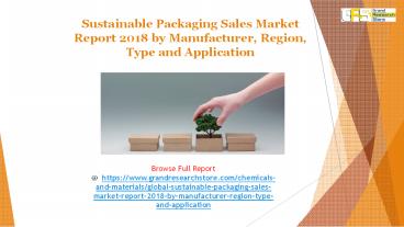 Sustainable Packaging Sales Market Report 2018 by Manufacturer, Region, Type and Application