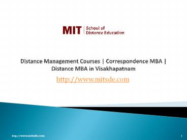 Distance Management Courses | Correspondence MBA | Distance MBA in Visakhapatnam
