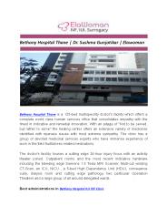 Bethany Hospital Thane | Dr. Sushma Gunjotikar | Elawoman