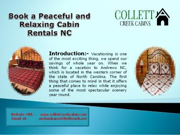 book a peaceful and relaxing cabin rentals NC