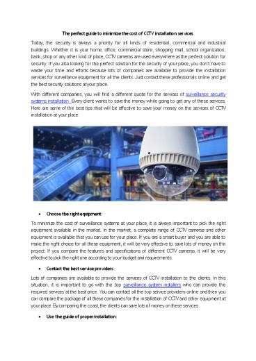 PPT – The perfect guide to minimize the cost of CCTV installation ...