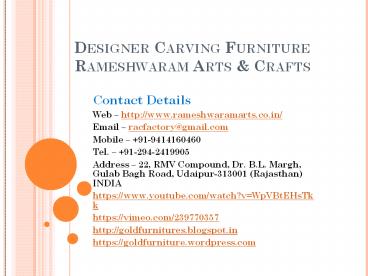 Designer Carving Furniture Rameshwaram Arts & Crafts