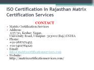 ISO Certification in Rajasthan Matrix Certification Services