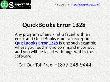 QuickBooks Error 1328  | +1877-249-9444