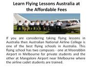 Learn Flying Lessons Australia at the Affordable Fees