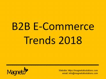 B2B E-Commerce Trends 2018