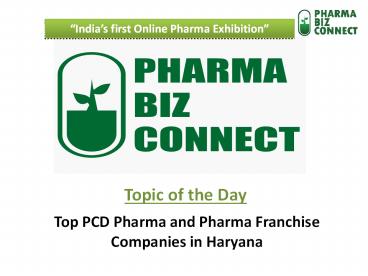 Top PCD Pharma and Pharma Franchise Companies in Haryana - PharmaBizConnect