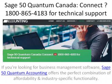 Sage 50 Quantum Canada 1800-865-4183