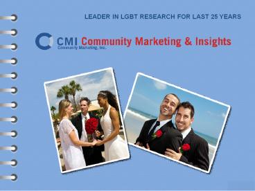 CMI's LGBT Research, Tourism and Panel