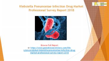 Klebsiella Pneumoniae Infection Drug Market Professional Survey Report 2018