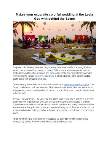 Goa Wedding Planners