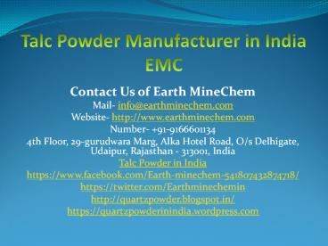 Talc Powder Manufacturer in India EMC