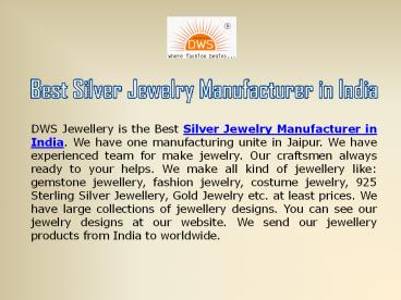 Best Silver Jewelry Manufacturer in India