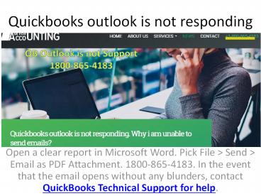Quickbooks outlook is not responding 1800-865-4183
