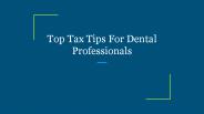 Top Tax Tips For Dental Professionals