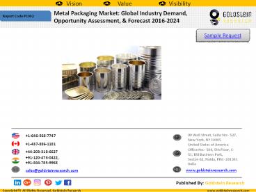 Metal Packaging Market: Global Industry Demand And Growth Analysis, Market Size, Opportunity Assessment, & Forecast 2016-2024