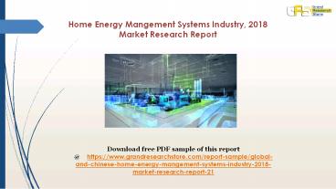 Home Energy Mangement Systems Industry, 2018 Market Research Report