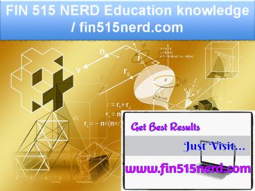 FIN 515 NERD Education knowledge / fin515nerd.com