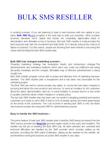 Bulk sms reseller top class business in india