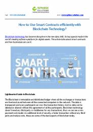 How to Use Smart Contracts efficiently with Blockchain Technology?