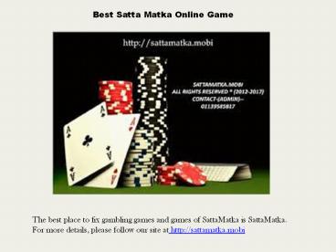 Live satta matka result and tips on online