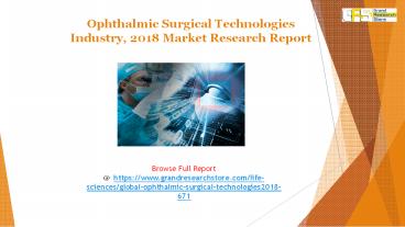 Ophthalmic Surgical Technologies Industry, 2018 Market Research Report