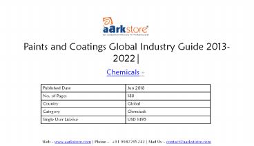 Market Research Report - Paints and Coatings Global Industry Guide 2013-2022