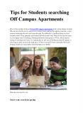 Tips for Students searching Off Campus Apartments PowerPoint PPT Presentation