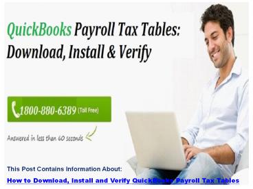 QuickBooks Payroll Tax Tables: Download, Install & Verify