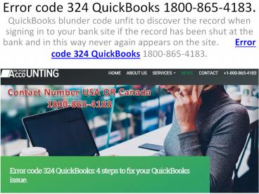 Error code 324 QuickBooks 1800-865-4183.
