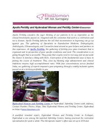 Apollo Fertility and Hyderabad Woman and Fertility Center