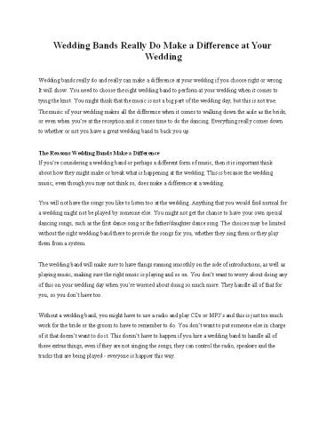 Wedding Bands Really Do Make a Difference at Your Wedding