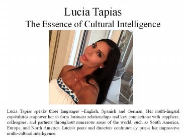 Lucia Tapias - The Essence of Cultural Intelligence