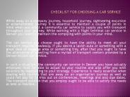 Checklist for Choosing a Car Service