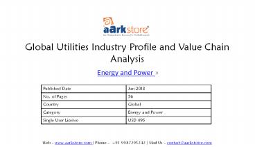 Global Utilities Industry Profile and Value Chain Analysis | Aarkstore