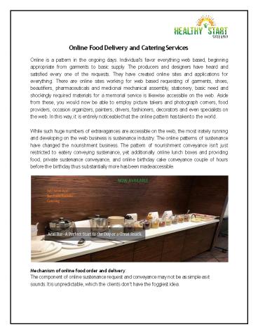 Online Food Delivery and Catering Services