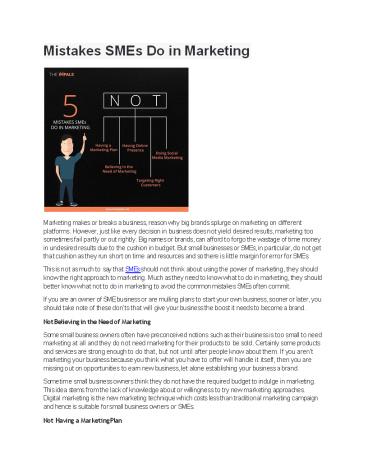 Mistakes SMEs Do in Marketing