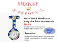 Navy Blue Floral Nurse Watch – Nurse Watch Warehouse