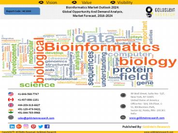 Bioinformatics Market Outlook 2024:  Global Opportunity And Demand Analysis,  Market Forecast, 2016-2024